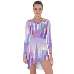 New York Skyline Cityscape Nyc New York City Asymmetric Cut-Out Shift Dress