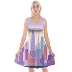 New York Skyline Cityscape Nyc New York City Reversible Velvet Sleeveless Dress