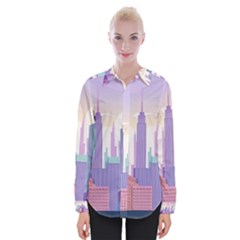 New York Skyline Cityscape Nyc New York City Womens Long Sleeve Shirt