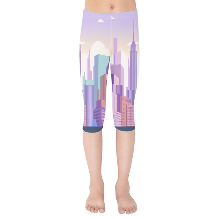 New York Skyline Cityscape Nyc New York City Kids  Capri Leggings 