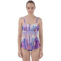 New York Skyline Cityscape Nyc New York City Twist Front Tankini Set