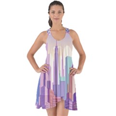 New York Skyline Cityscape Nyc New York City Show Some Back Chiffon Dress