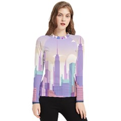 New York Skyline Cityscape Nyc New York City Women s Long Sleeve Rash Guard