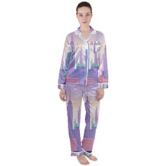 New York Skyline Cityscape Nyc New York City Women s Long Sleeve Satin Pajamas Set	