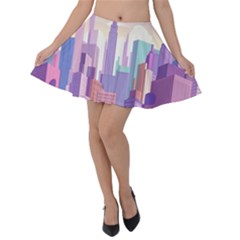 New York Skyline Cityscape Nyc New York City Velvet Skater Skirt