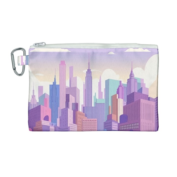 New York Skyline Cityscape Nyc New York City Canvas Cosmetic Bag (Large)