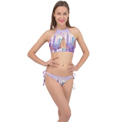 New York Skyline Cityscape Nyc New York City Cross Front Halter Bikini Set