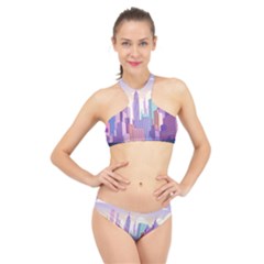 New York Skyline Cityscape Nyc New York City High Neck Bikini Set