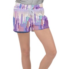 New York Skyline Cityscape Nyc New York City Women s Velour Lounge Shorts