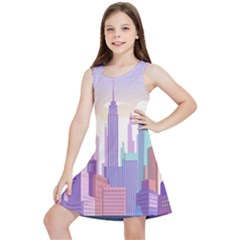 New York Skyline Cityscape Nyc New York City Kids  Lightweight Sleeveless Dress