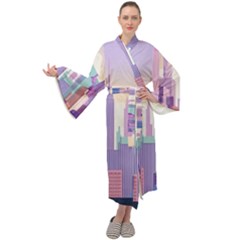 New York Skyline Cityscape Nyc New York City Maxi Velvet Kimono