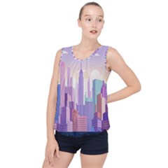 New York Skyline Cityscape Nyc New York City Bubble Hem Chiffon Tank Top