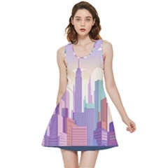 New York Skyline Cityscape Nyc New York City Inside Out Reversible Sleeveless Dress