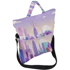 New York Skyline Cityscape Nyc New York City Fold Over Handle Tote Bag