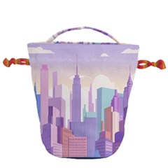 New York Skyline Cityscape Nyc New York City Drawstring Bucket Bag