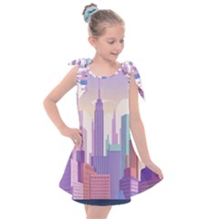 New York Skyline Cityscape Nyc New York City Kids  Tie Up Tunic Dress