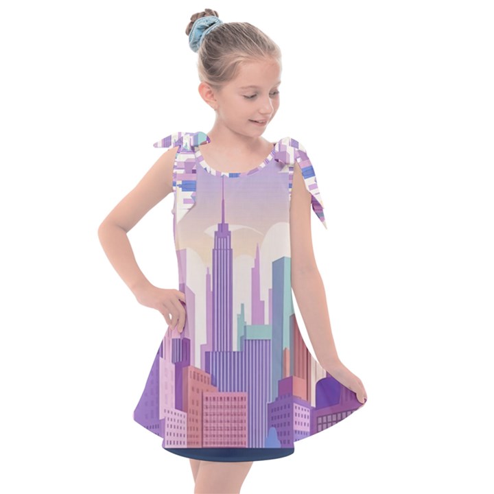 New York Skyline Cityscape Nyc New York City Kids  Tie Up Tunic Dress