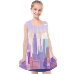 New York Skyline Cityscape Nyc New York City Kids  Cross Back Dress