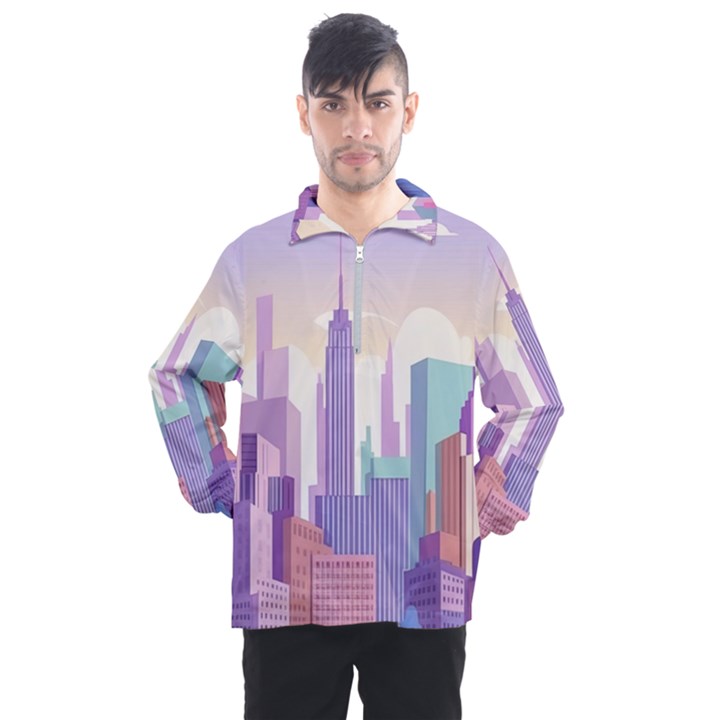 New York Skyline Cityscape Nyc New York City Men s Half Zip Pullover