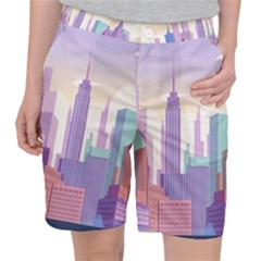 New York Skyline Cityscape Nyc New York City Women s Pocket Shorts