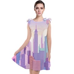 New York Skyline Cityscape Nyc New York City Tie Up Tunic Dress