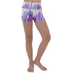 New York Skyline Cityscape Nyc New York City Kids  Lightweight Velour Yoga Shorts