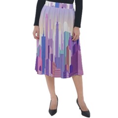 New York Skyline Cityscape Nyc New York City Classic Velour Midi Skirt 