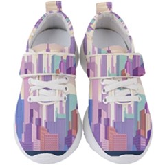 New York Skyline Cityscape Nyc New York City Kids  Velcro Strap Shoes