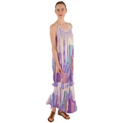 New York Skyline Cityscape Nyc New York City Cami Maxi Ruffle Chiffon Dress