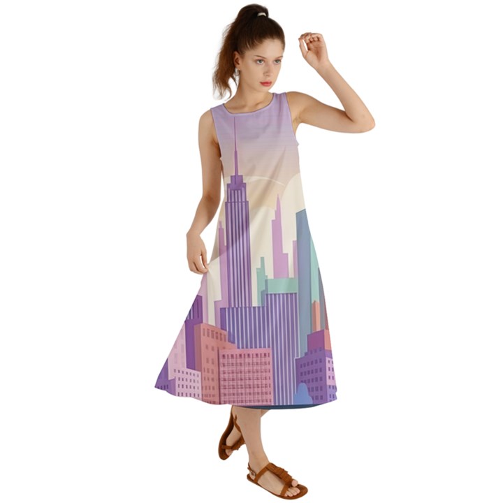 New York Skyline Cityscape Nyc New York City Summer Maxi Dress