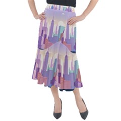 New York Skyline Cityscape Nyc New York City Midi Mermaid Skirt by Jancukart