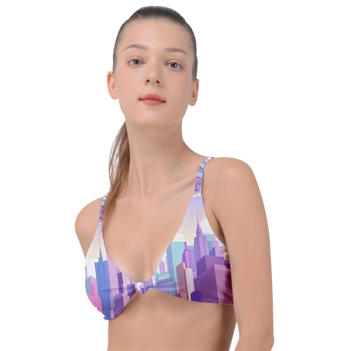 New York Skyline Cityscape Nyc New York City Knot Up Bikini Top