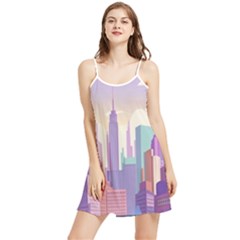 New York Skyline Cityscape Nyc New York City Summer Frill Dress by Jancukart