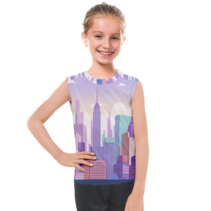 New York Skyline Cityscape Nyc New York City Kids  Mesh Tank Top