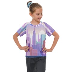 New York Skyline Cityscape Nyc New York City Kids  Mesh Piece Tee