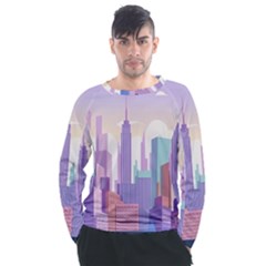 New York Skyline Cityscape Nyc New York City Men s Long Sleeve Raglan Tee