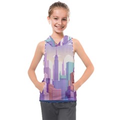 New York Skyline Cityscape Nyc New York City Kids  Sleeveless Hoodie