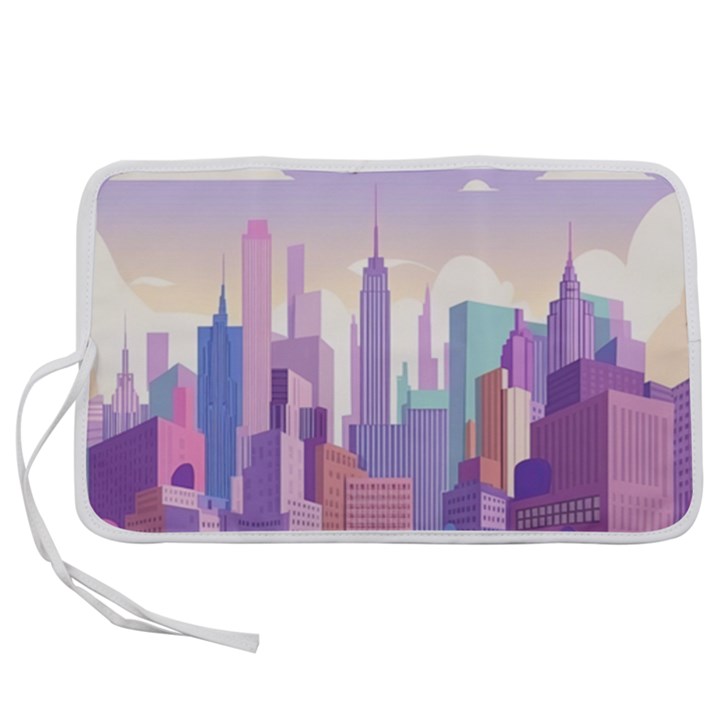 New York Skyline Cityscape Nyc New York City Pen Storage Case (L)