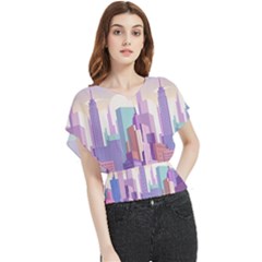 New York Skyline Cityscape Nyc New York City Butterfly Chiffon Blouse