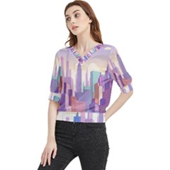 New York Skyline Cityscape Nyc New York City Quarter Sleeve Blouse