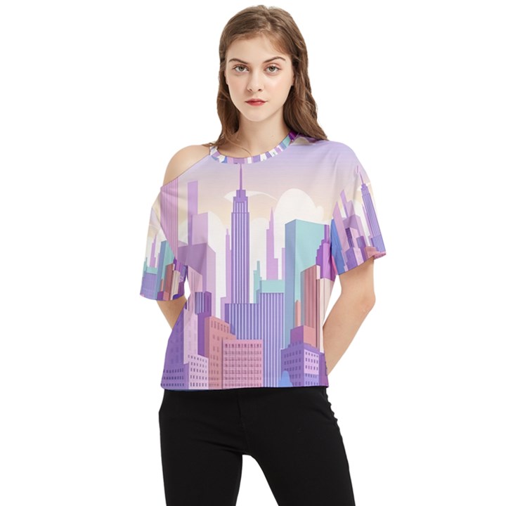 New York Skyline Cityscape Nyc New York City One Shoulder Cut Out Tee