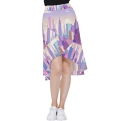 New York Skyline Cityscape Nyc New York City Frill Hi Low Chiffon Skirt