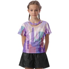 New York Skyline Cityscape Nyc New York City Kids  Front Cut Tee