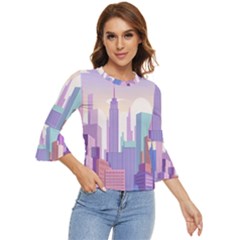 New York Skyline Cityscape Nyc New York City Bell Sleeve Top