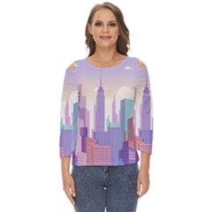 New York Skyline Cityscape Nyc New York City Cut Out Wide Sleeve Top