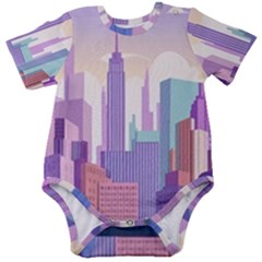 New York Skyline Cityscape Nyc New York City Baby Short Sleeve Bodysuit by Jancukart