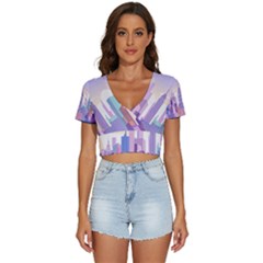 New York Skyline Cityscape Nyc New York City V-Neck Crop Top