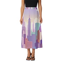 New York Skyline Cityscape Nyc New York City Classic Midi Chiffon Skirt