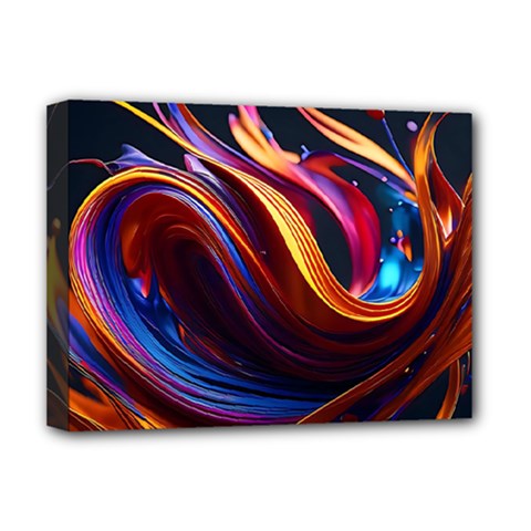 Waves Splash Liquid Paint Wall Deluxe Canvas 16  X 12  (stretched)  by Jancukart