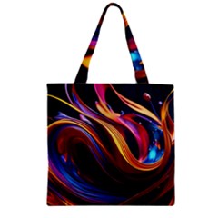 Waves Splash Liquid Paint Wall Zipper Grocery Tote Bag